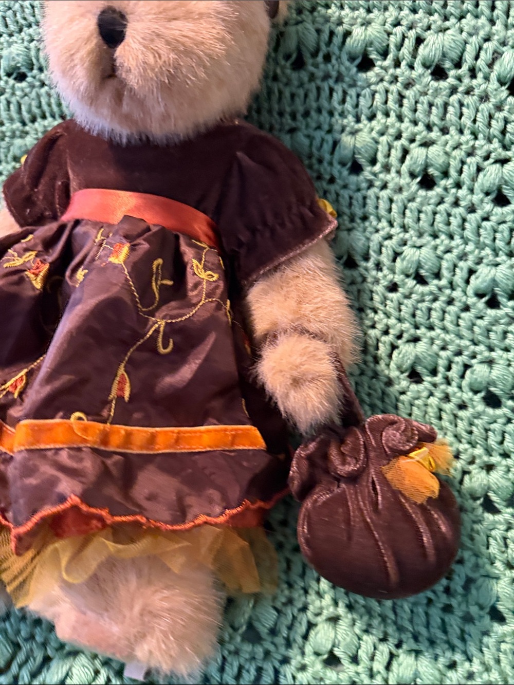 Plush Brown Bear Doll with Orange Flower Accent - Picture 3 of 7